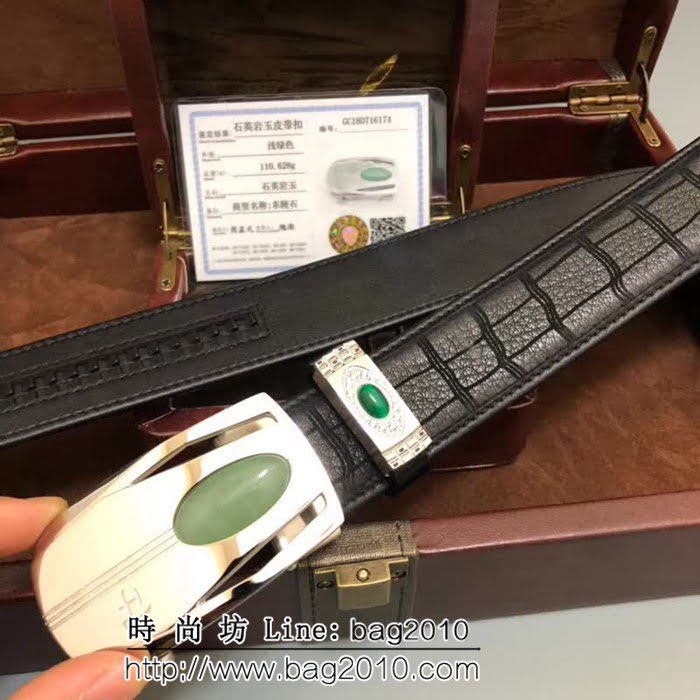 愛馬仕HERMES 印度東陵玉系列 南非野生鹿皮 印度優質東陵玉石鋼扣高端男士皮帶 HHG1825